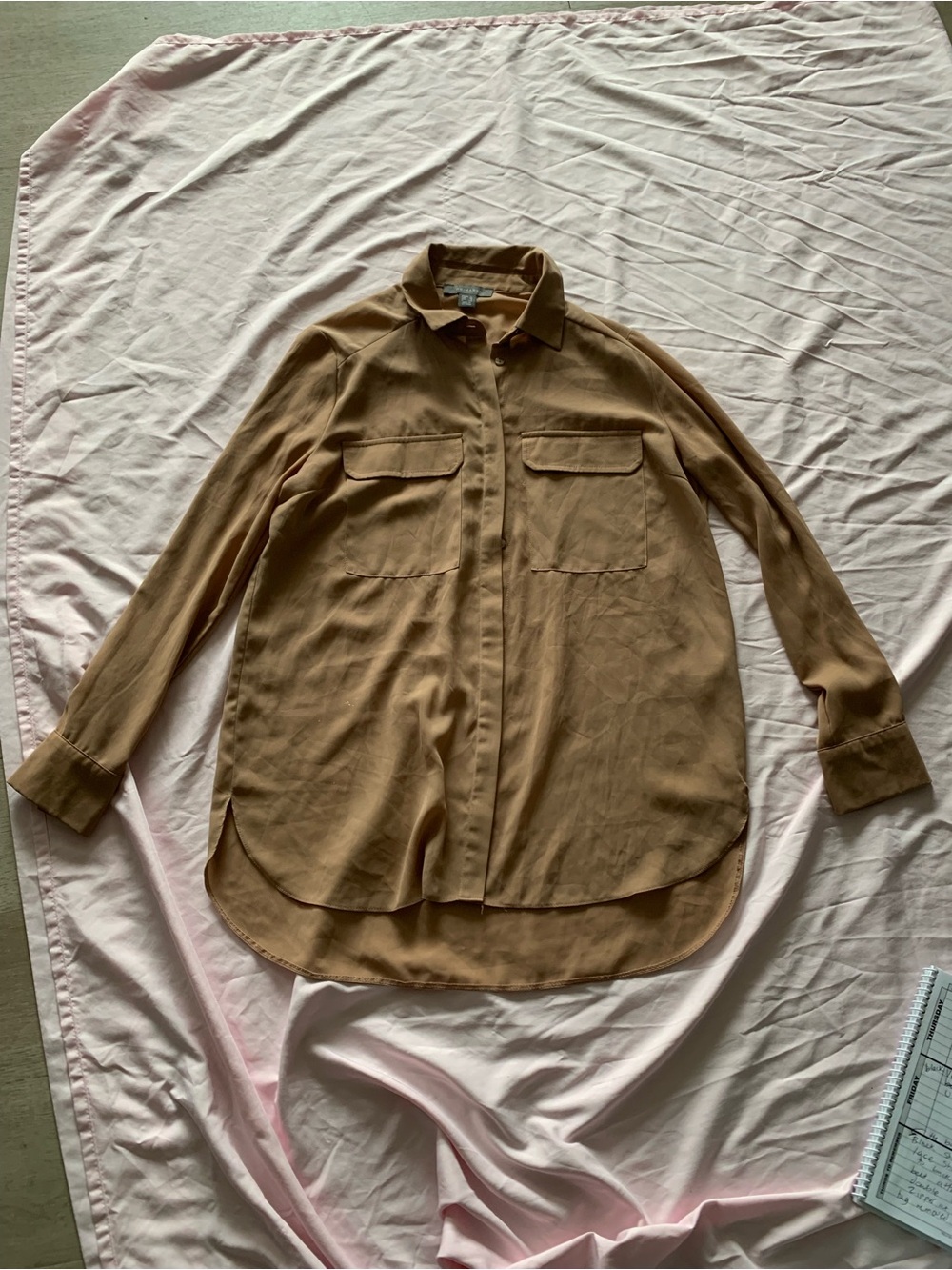 Primark sheer Tan Button-Front Longline Shirt
